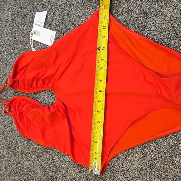 NWT Good American Women Bright Poppy One Swim Red Halter Swimsuit Sz 4/XL - Picture 3 of 10